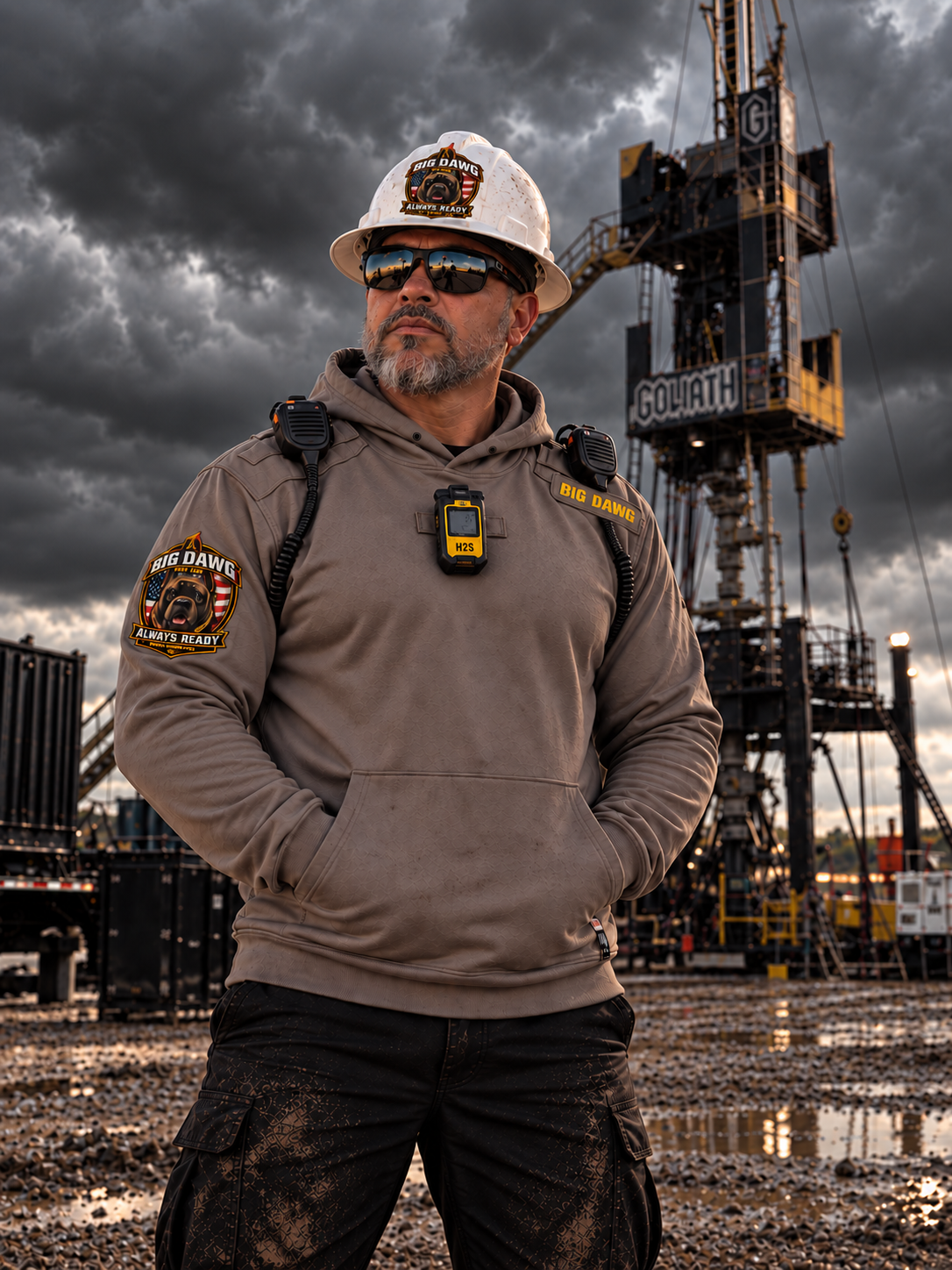 Grey Hound Edition hoodie at the Goliath rig